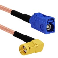 Fakra C Female Color to SMA Male Plug Right Angle Pigtail Cable Adapter RG316 20CM