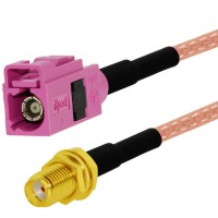 SMA Female Jack Nut to Fakra H Pink Female Connector Pigtail Cable RG316 20CM