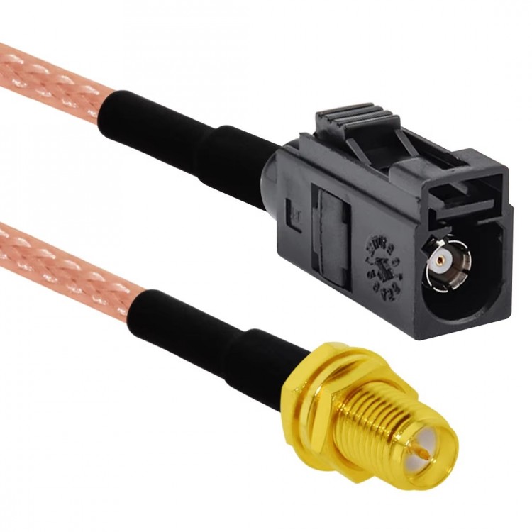 Fakra A Black Female Jack to RP SMA Female Jack Pigtail Cable Adapter RG316 20CM