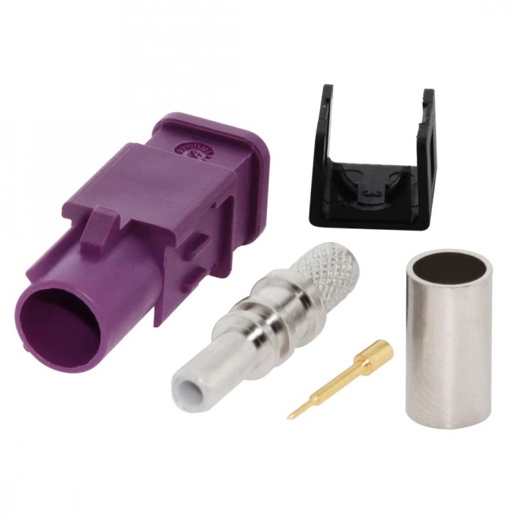 Fakra D Male Plug Long Version RF Coaxial Purple Connector SMB Solder for RG316 RG174 Pigtail Cable