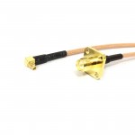 RP SMA Female 4-hole Panel Mount to MMCX Male Right Angle Pigtail Cable RG316 15CM