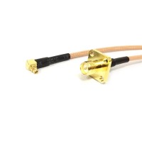 RP SMA Female 4-hole Panel Mount to MMCX Male Right Angle Pigtail Cable RG316 15CM