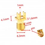 RP SMA Female Edge PCB Mount RF Coax Connector Goldplated Straight Adapter