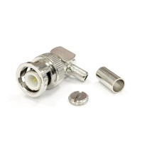 BNC Male Plug RF Coaxial Connector Right Angle Crimp for RG58 LMR195 Cable